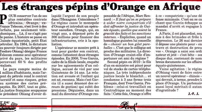 <span style='color:black;font-size:14px;'>Le Canard Enchainé n°4785</span> <span style='color:#DA5725;font-size:26px;'>Les étranges pépins d’Orange en Afrique</span>